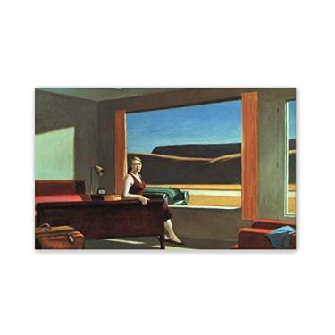Imagem de JZSDGB Edward Hopper Prints-Famous Wall Art - Impressão de pintura de paisagem em tela - "Western Motel" Pôster - Reprodução de imagem em tela para decoração de casa 60 x 100 cm (24 x 39 pol) sem