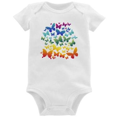 Imagem de Body Bebê Borboletas Coloridas - Foca na Moda, Branco, P