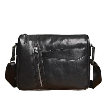 Imagem de Bolsa casual masculina de couro genuíno, bolsa crossbody fashion de ombro para homens, bolsa mensageiro de couro de qualidade