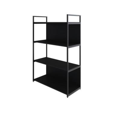 Imagem de Estante C/04 Prateleiras 118x80x33cm C/Fundo Yon - Metalig, Preto TX/E