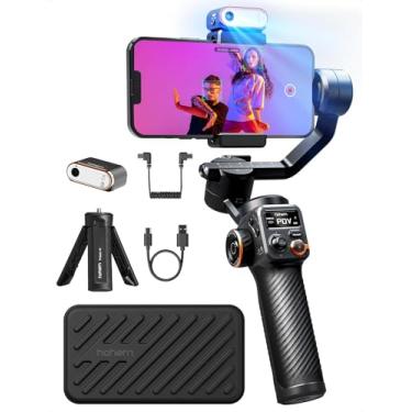 Imagem de ho-hem iSteady M6 Kit Gimbal Estabilizador 3 Eixos para Smartphone com Rastreador IA, Luz Magnética Ajustável CCT/RGB e Bateria de 18h - Compatível com iPhone 15 Pro Max, Android e Gravação de Vídeo