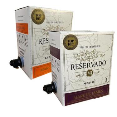 Imagem de Kit 1 Vinho Tinto 1 Vinho Branco Marcus James 3 Litros