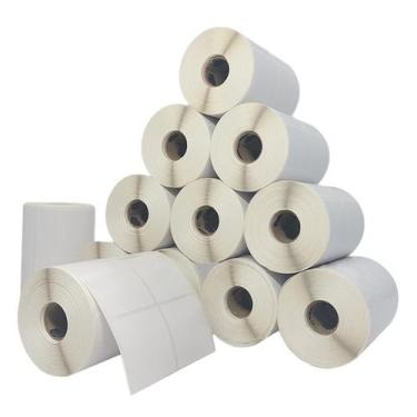 Imagem de Etiqueta Adesiva 50X50 - 2 Colunas  12 Rolos  Couchê Branca - 32m C/ 1