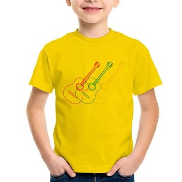 Imagem de Camiseta Infantil Violão Cores - Foca na Moda, Amarelo, 2