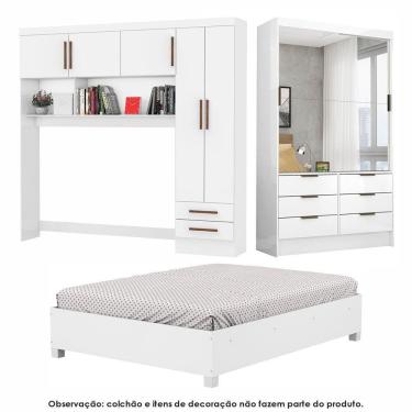 Imagem de Guarda Roupa Sevilha Premium Com Cama Casal Carioca Móveis Branco