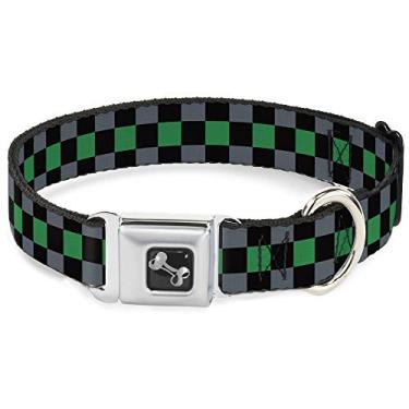 Imagem de Buckle-Down Coleira de cachorro verde com barbatana/cinza/1 osso de coleira para cachorro, grande/38 a 66 cm