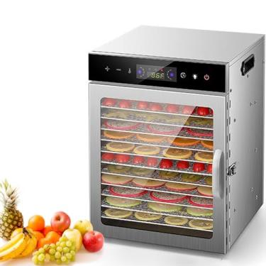 Imagem de Secador de desidratação de alimentos, 12 bandejas de aço inoxidável, secador de frutas comercial, ajustável de 30 a 90 ℃, temporização de 24 horas, adequado para desidratar carne, frutas e vegetais