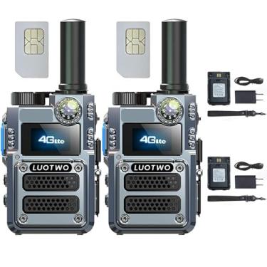 Imagem de LUOTWO N06 2 Pack Global Walkie Talkie 4G com cartão SIM POC Alcance ilimitado LTE Rádio bidirecional Walkie Talkie de longa distância para adultos Intercomunicador de longo alcance GPS