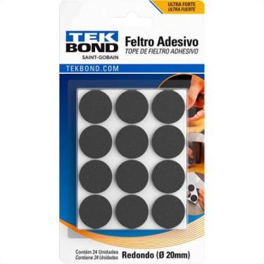 Imagem de Feltro Adesivo Tekbond Redondo 20Mm Com 24 Pecas