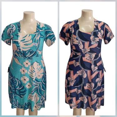 Imagem de KIT 02 VESTIDOS malha fria GG rodado solto midi manga fresco liganet p