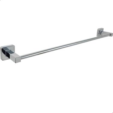 Imagem de Dona D Cor, Porta Toalha de Banho Cromado Suporte Barra 60cm Inox 304 Para Banheiro Toalheiro Reto De Parede Quadrado Metal Lavabo L