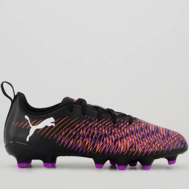 Imagem de Chuteira Puma Future 8 Play FG/AG Juvenil Campo Preta e Laranja, 31