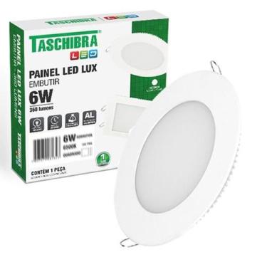 Imagem de Kit 7 Painel Plafon Led Redondo Embutir 6W Branco Frio 6500k - TASCHIB