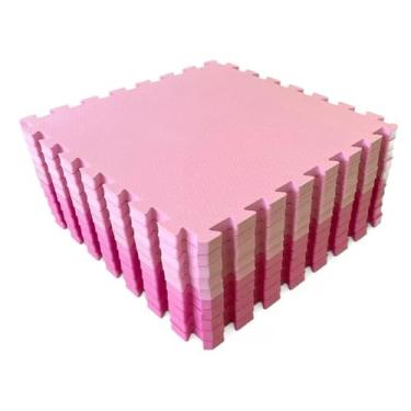 Imagem de Kit 20 Placas Tatame Tapete Eva Infantil 50x50x1cm Bebe Tons Rosa P/Menina