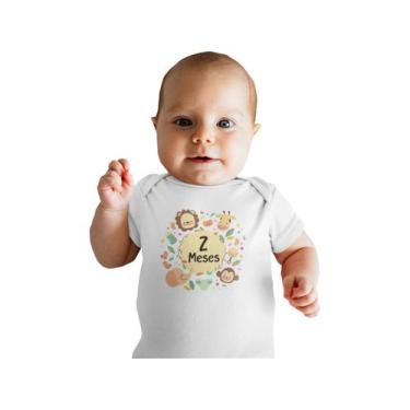 Imagem de Body Bebê Mesversario 2 meses safari bichinhos Branca - Del France, M