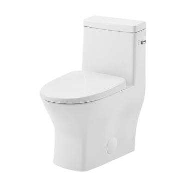 Imagem de Vaso sanitário redondo Carlton MacKenzie One-Piece 25,4 cm Rough-in 1,28 GPF para mão direita em branco brilhante