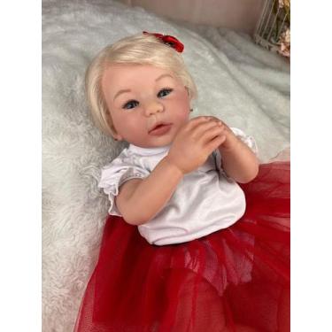Imagem de Bebê Reborn Menina Loira Olhos Azuis Corpo de Pano Macio - Mundo Azul 