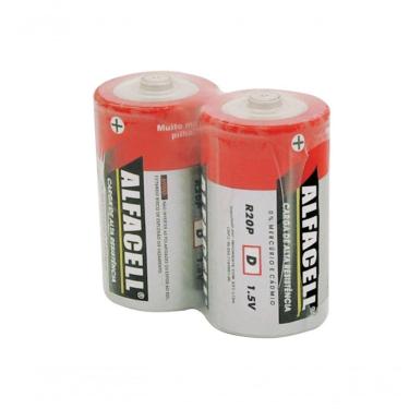 Imagem de Pilha Comum Gd. 1.5v, Cartela Com 2 Pilhas, Caixa Com 12 Unidades Alfacell - R20p2sc