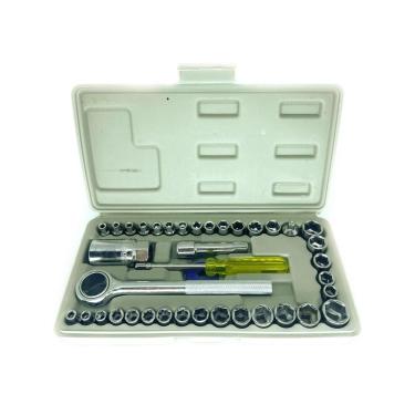 Imagem de Kit Jogo Soquetes 40 Peças Chave Catraca Cachimbo Maleta