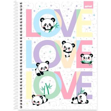 Imagem de Caderno Universitário Capa Dura 1 x 1 80 Folhas Panda Love 2520446 Spiral Ten - pt 1 un