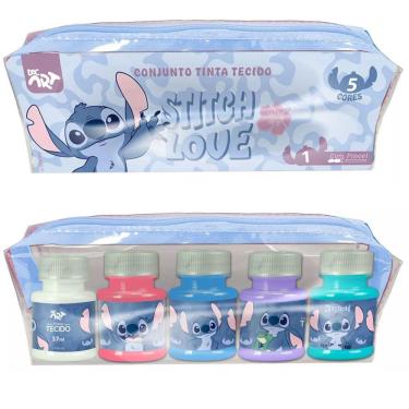 Imagem de Estojo Com Tinta Tecido Stitch Love 5 Cores 37Ml 4994 - Dac