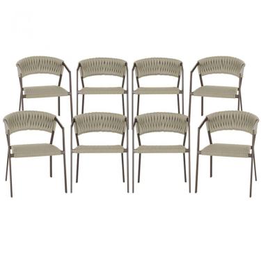 Imagem de 8 Cadeiras Tricô Náutico E Alumínio Com Proteção Uv Varanda Rami