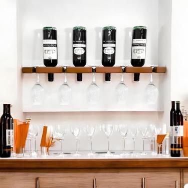 Imagem de Adega de Parede Vinho Barzinho Suspenso Retro Com Porta Taças - Beto M