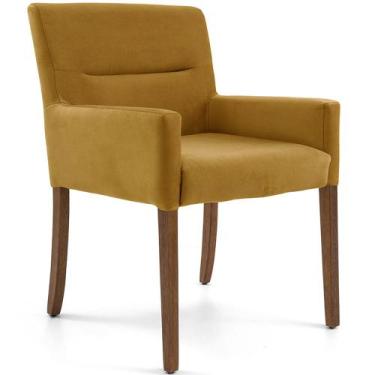 Imagem de Cadeira Para Sala Angel Base Madeira Veludo Mostarda - Nexta Casa