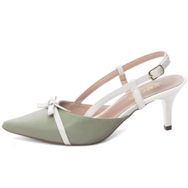 Imagem de EMILY ONLINE, Sapato Social Scarpin Salto Médio Baixo Bico Fino Feminino 6cm (Verde, BR, Adulto, Numérico, 35)