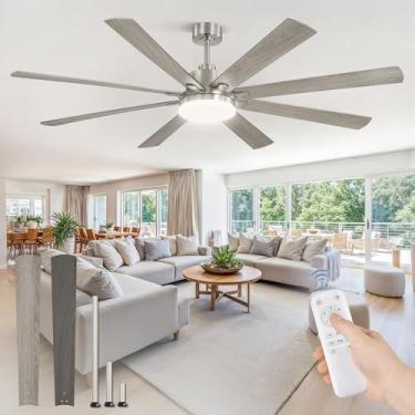 Imagem de ZMISHIBO Ventilador De Teto De 72 Polegadas Com Luz, Ventilador De Teto Moderno Em Níquel Escovado Com Grande Painel De Led, Motor Cc Reversível Silencioso, 6 Velocidades, 3 Cct, Ventiladores De Tet