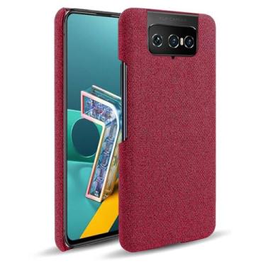 Imagem de Capa para ASUS Zenfone 7,Capa desenhada em lona,Case Protetora Ultrafina com Empunhadura Macia,Design em Tecido Antichoque e Antiarranhões-Red