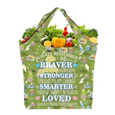 Imagem de TOBGBE Presentes de conto de fadas Tink-r Bell inspiradas em sacolas de compras reutilizáveis dobráveis para fãs de filmes You're Braver Than You Believe, Tink-r Braver F Te