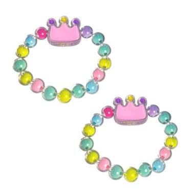 Imagem de BYETOCE Pacote com 2 pulseiras de contas de cristal transparente com pingente de flor roxa pulseiras elásticas de princesa para lembrancinhas de festa, enfeite de brincar, amizade, presentes de