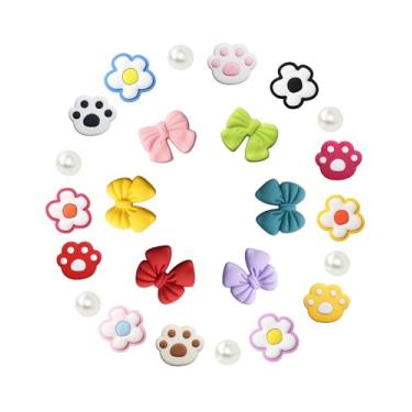 Imagem de CIKKITZ 24 peças de pingentes de flores para sandálias de tamanco, laço, pata, pingentes de pérolas, acessórios para meninas, pingentes de decoração de sapatos DIY para mulheres, lembrancinhas de