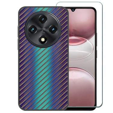 Imagem de Ranyi Capa para UMIDIGI G100 /UMIDIGI G100A com protetor de tela, padrão ondulado gradiente colorido, ultrafina, proteção de gel de borracha de silicone para UMIDIGI G100 5G (2025 6,9 polegadas), azul