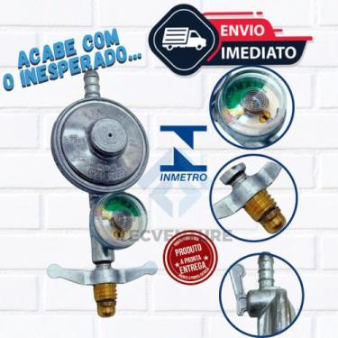 Imagem de Regulador de Gás com Manômetro para Botijão de 13kg  Segurança, Econom