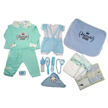 Imagem de Enxoval Bebê Reborn Menino 2 Trocas + Bolsa Luxo Verde - Mamãe Reborn