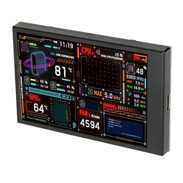 Imagem de Monitor de temperatura do computador, tela IPS de 3,5 polegadas, monitor de dados de CPU, RAM e HDD para chassi ARGB, visor de temperatura do computador com suporte, editor de