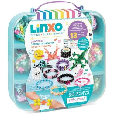 Imagem de Make It Real: LinXo Creator Set 650 pcs, DIY 13 Projects, Jewelry & Collectible Figures, Design-Build-Rebuild, Flexible Pieces, Girls & Kids Ages 6+