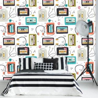 Imagem de Papel de Parede Vinil Autocolante Teen Fitas Vintage 270 - Inove Papéi