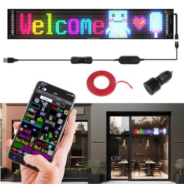Imagem de FAHKNS Painel de matriz de LED programável, rolagem flexível, sinais de LED de publicidade enormes e brilhantes, sinal de LED de controle de aplicativo Bluetooth para bar de festa publicitária de loja de carros, 45 x 12 cm