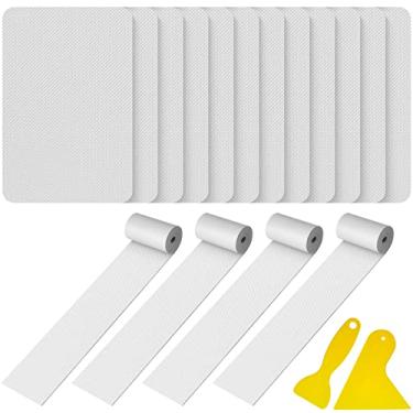 Imagem de BBTO 16 peças de adesivos de reparo de PVC para barco de verão cinza kit de reparo de caiaque à prova d'água com 2 ferramentas para piscinas, canoa, jangada, canoa, canoa, canoa, cama, acessório, sem