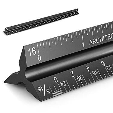 Imagem de Régua de escala arquitetônica de 30,48 cm, escala de arquiteto de alumínio, régua de escala triangular para arquitetos, desenhadores, estudantes e engenheiros, preta