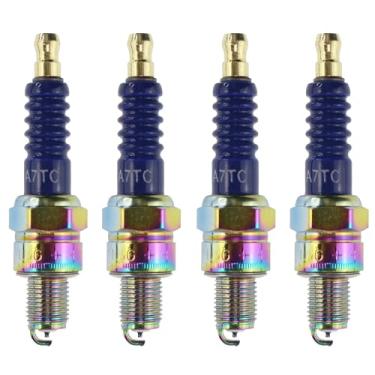 Imagem de PRO BAT Motocicleta A7TC Vela de ignição 50cc 70cc 90cc 110cc ATV 150 plugue de ignição ciclomotor Go Kart Scooter, roxo 4 peças