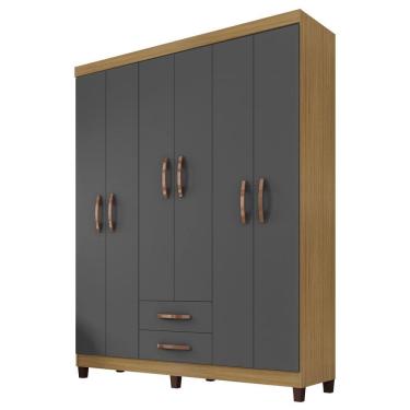 Imagem de Guarda Roupa Casal 6P 2G Moden 150 cm 3562 Carvalho Am Grafite INCP