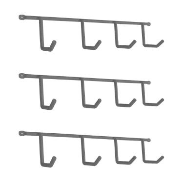Imagem de Kit com 3 Suportes Porta Vassouras Isabela com 4 Ganchos Preto