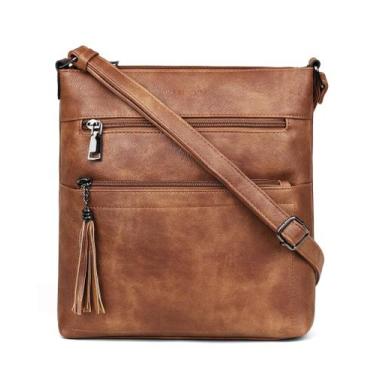 Imagem de Bolsa tiracolo MASINTOR para mulheres em material vegano com vários bo