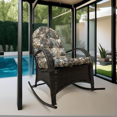 Imagem de Cadeira Balanço Imperatriz em Aço Junco Com Almofada Confortável Para Área Externa Estrutura Reforçada