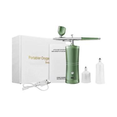 Imagem de Kit Aerógrafo com Compressor Sem Fio - Mini Pistola para Pintura, Verd