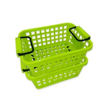 Imagem de Cesta Organizadora Empilhável, Verde Limão, 2,5 Litros, 18,5 x 12,5 x 10 cm, Plástico Resistente